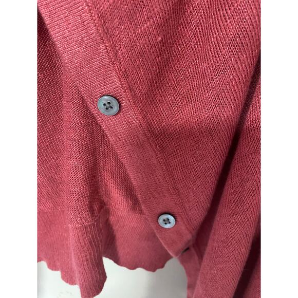 NWOT Garnet Hill 100% Linen Oversized Cardigan Draped Front Sweater Cardigan XL - Picture 3 of 6